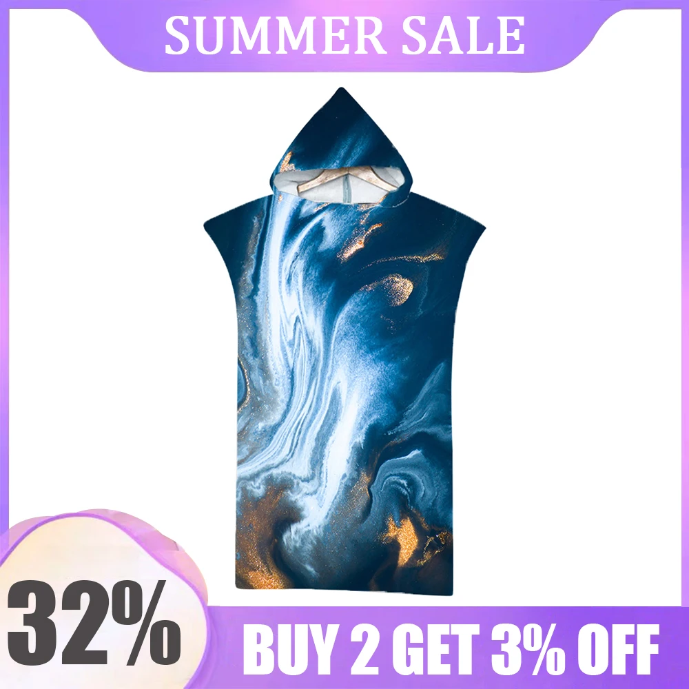 Microfiber Fabric Adult Bath Towels Surf Poncho Beach Towel Changing Bathrobe Cloaks Hooded Swimming Pool Gym Fitness Bath Towel