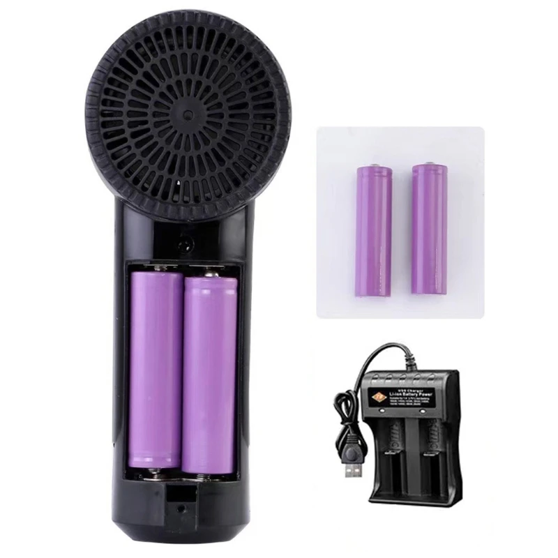 Mini Air Fan Air Blower 12V Rechargeble Hair Dryer 2x1500mah Battery Pack 4
