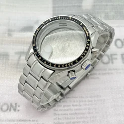 Multifunctional Speedmaster Watch Case with Silicone and Stainless Steel Straps - Moon Case Back (Gold Bezel Set - 14)
