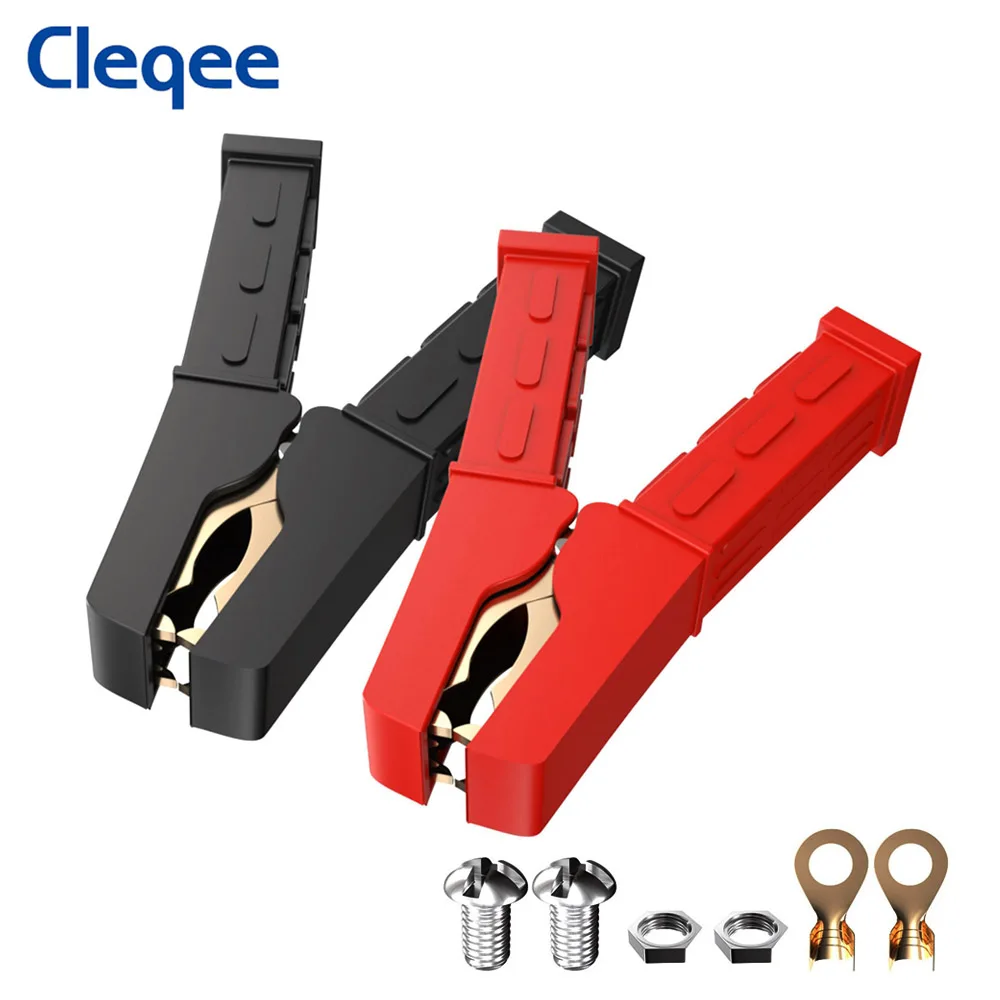 Cleqee 2PCS 500-1000Amp Heavy Duty Copper Alligator Clip Terminal Battery Crocodile Clamp for Jumper Cable Boost Electrical Test