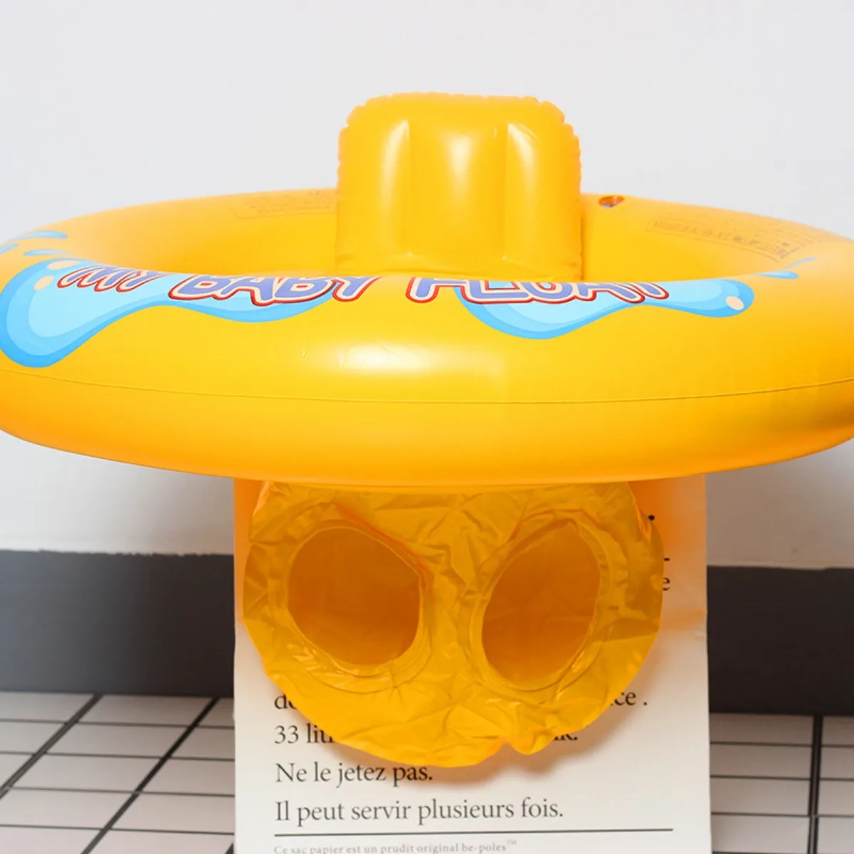 Yellow Round Cross Seat Ring Underarm Ring Infant Children Sitting Inflatable Swimming Toy