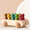 Wood Colorful Beech Trolley Toys For Babies From 1 Year To 3 With 10 Wooden Dolls Games For Babies Development Montessori Baby 1