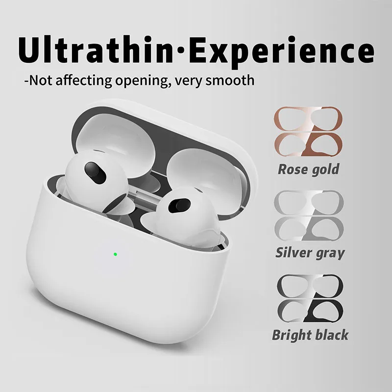 

For Apple Pro 3 Sticker Earphone Case Metal Dustproof Scratch Resistant Sticker Cover Headphone Accessories for Airpods 1 2 3