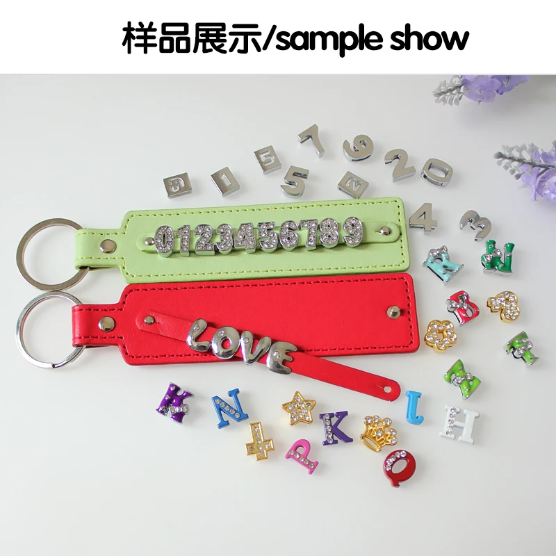 PU Leather Key Chain With 8mm Small Belt Fit For 8mm Slide Charm Slide Letters Women Men Christmas gifts