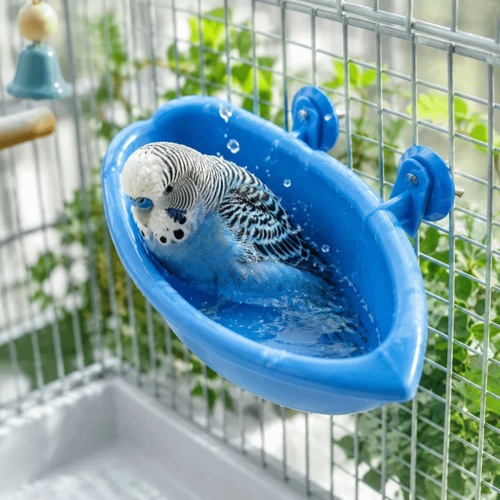Vasca Multifunzionale per Uccelli, Doccia e Piscina, Resistente, con Contenitore per Cibo di Grande Capacità, Ciotola per Bere, Gabbia per Uccelli - immagine 3