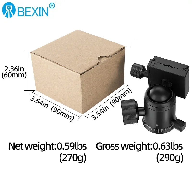BEXIN S-30 CNC Panorama Tripod Ball Head Aluminum Alloy Material Max. Load 5KG 360 Degree Rotation with 1/4 3/8 Inch Screw Hole