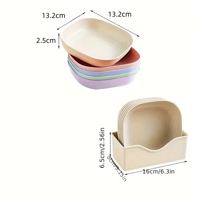 Household wheat straw bone spitting plate with base, fruit dining table, garbage square, deepened plastic plate Kitchen Tools