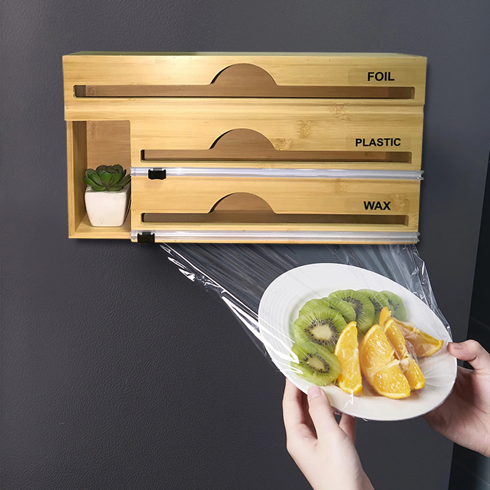 Wrap Dispenser With Cutter Wrappers Foil And Wax Paper OrganizersAluminum Foil And Wax Paper