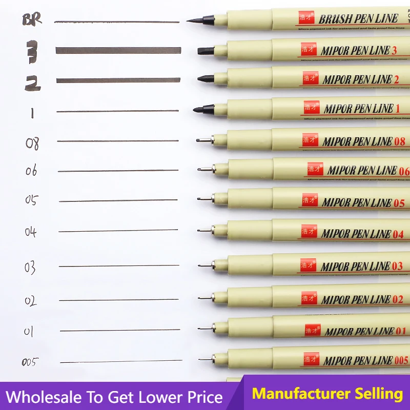 Waterproof Black Pigment Liner Micron Pen Hand-Drawn Design Sketch Needle Fineline 0.05 0.1 0.2 0.3 0.4 0.5 0.8 Sketching Pen