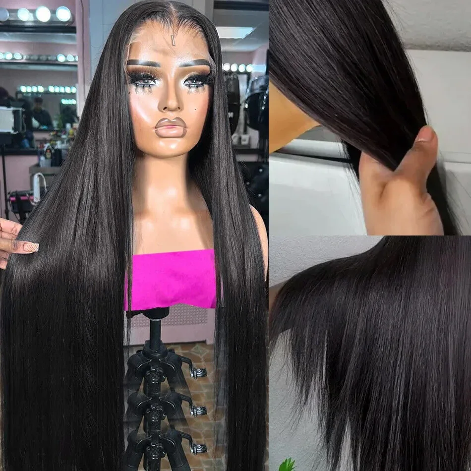 Human Hair Wig 250 Density 30 40 Inch Bone Straight 13x6 Lace Front Brazilian 13X4 Hd Lace For Women