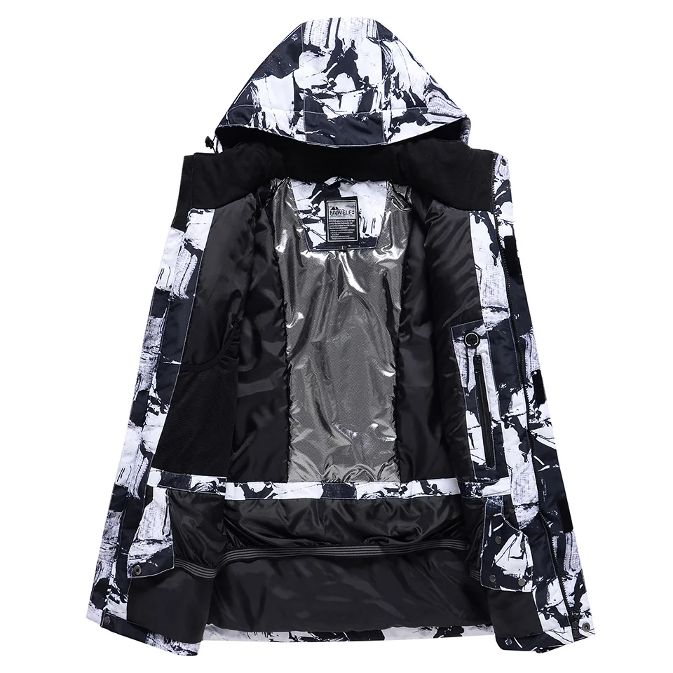 Men's Winter Ski Jacket Warm Windproof Waterproof Breathable Skiing Top Hooded Snow Jackets Mens Thick Snowboarding Coat