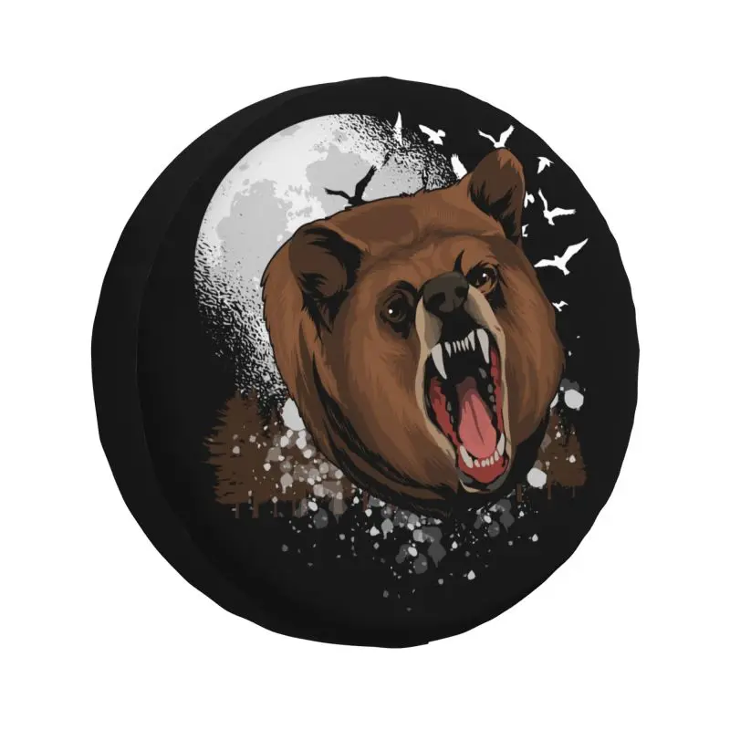 

Scary Grizzly Bear Tire Cover 4WD 4x4 RV Spare Wheel Protector Accessories for Prado Pajero Jeep Wrangler 14" 15" 16" 17" Inch