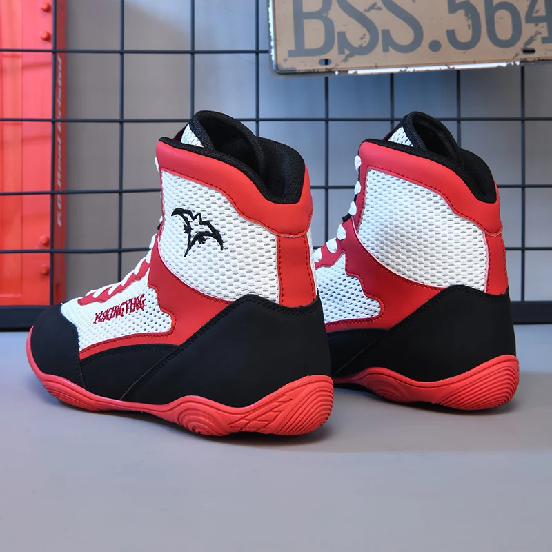 Men's High Top Wrestling Shoes Squat Training Shoes Breathable Gym Training Fighting Boots Anti-skid Boxing Sneakers