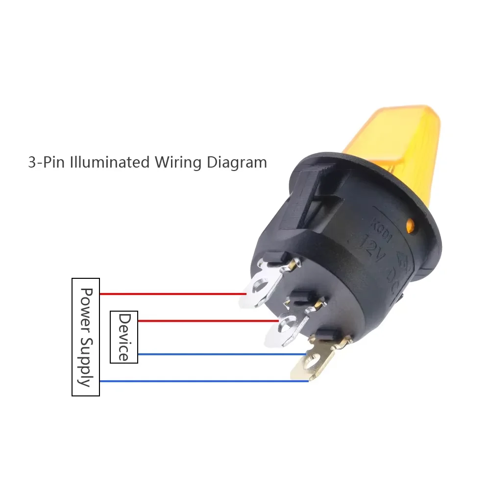 로커 스위치 12V LED 조명 램프 특수 원형 로커/토글 스위치 3핀 2위치 다기능 전원 액세서리