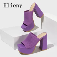 Hlieny Roma Style Knitted Platform Slippers Chunky High Heels Women Peep Toe Fashion Pumps Ladies Shoes Sandals Size 35-42 - Image 4