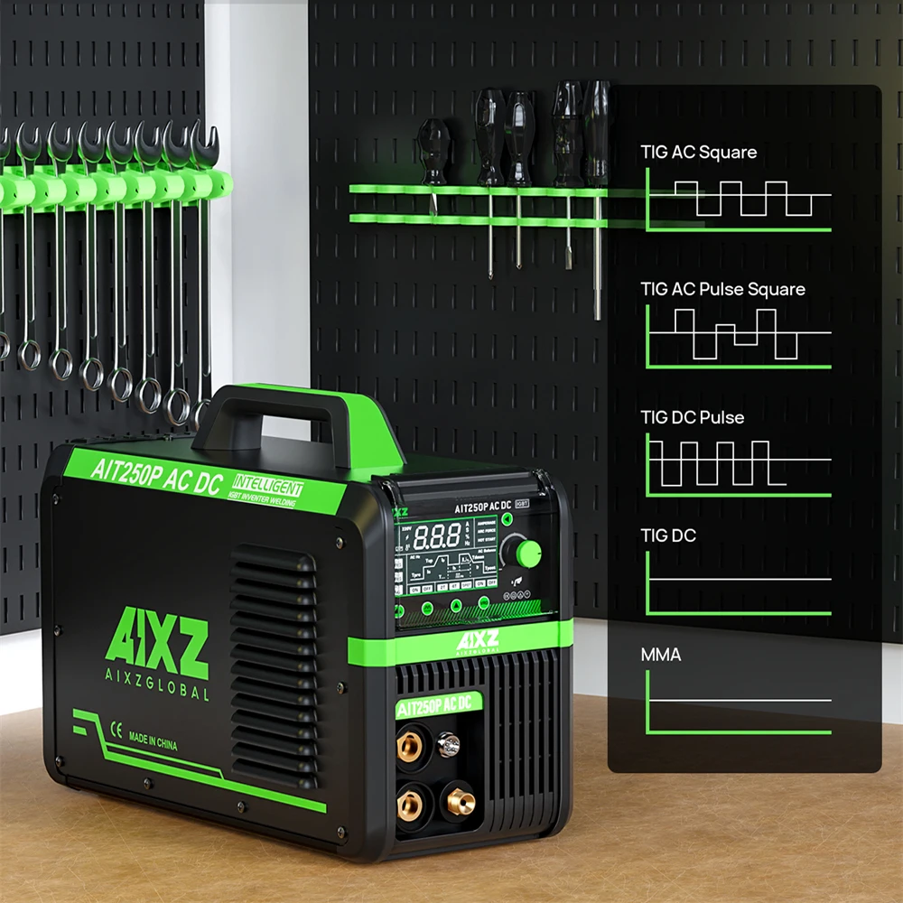 AIXZ 5 in 1 HF TIG AC/DC Aluminum Welding Machine MMA ARC Argon Precise Digital Pulse 2T/4T TIG Welder Stainless IGBT Inverter 2