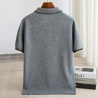 Printemps/été nouveau manches courtes 100% Pure laine hommes POLO pull gilet décontracté affaires ample solide Solor T-Shirt vêtements pour hommes 4