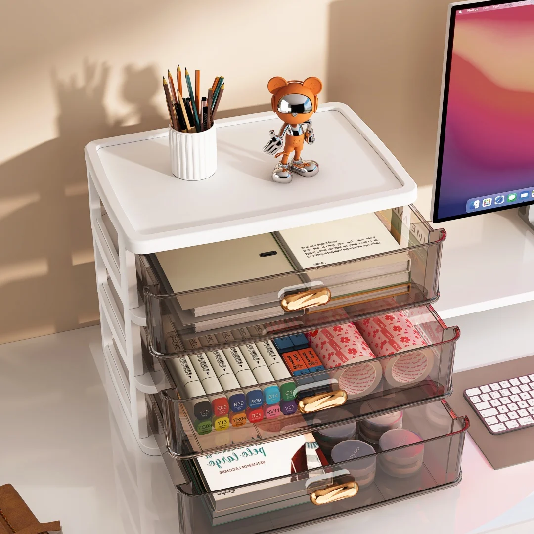 4-Tier Makeup Organizer with Drawers, Large Capacity Dustproof Cosmetic Storage Box , Nordic Style PP Material Desktop Organizer 6