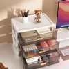 4-Tier Makeup Organizer with Drawers, Large Capacity Dustproof Cosmetic Storage Box , Nordic Style PP Material Desktop Organizer 6