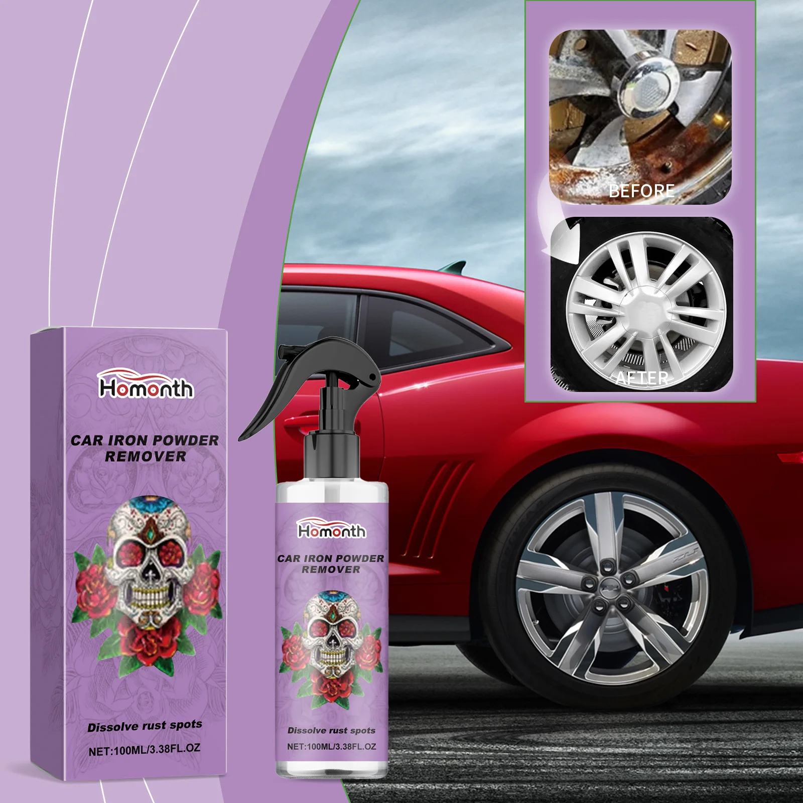 Multi Purpose Wheel Rust Removal Spray Automobile Wheel Hub Yellowing, Rust Removal, Polishing and Cleaning Stains 100 ML