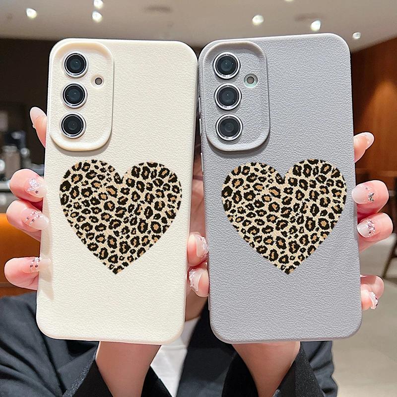 Leopard Print Heart Silicone Phone Case Cover