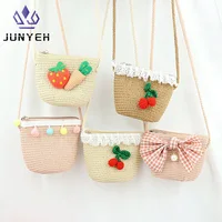 Kids Cute Hand Bag Children's Weave Shoulder Bags Fashion Straw Cross Bag For Girls Made From Natural 1