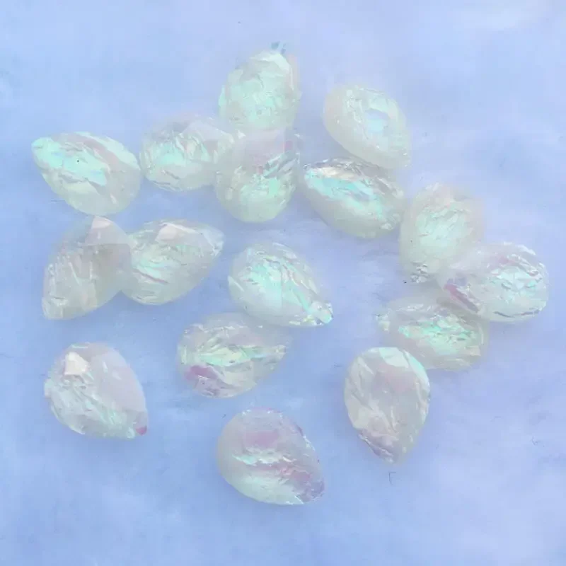 Flatback kryształki górskie Stick on Scrapbooking brokatowe kamienie DIY biżuteria akcesoria 30 sztuk/partia 10*14mm-B94