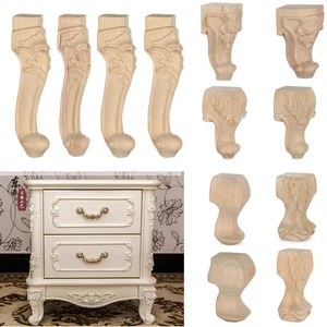 Деревянные резные ножки для мебели, винтажные деревянные ножки, подставки для шкафа, столы, шкаф, украшение для дома