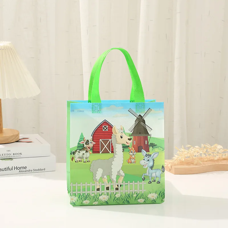 StoBag 4pcs Cartoon Non-woven Gift Tote Bags Kids Child Fabric Candy Package Waterproof Storage Reusable Pouch Birthday Party 5