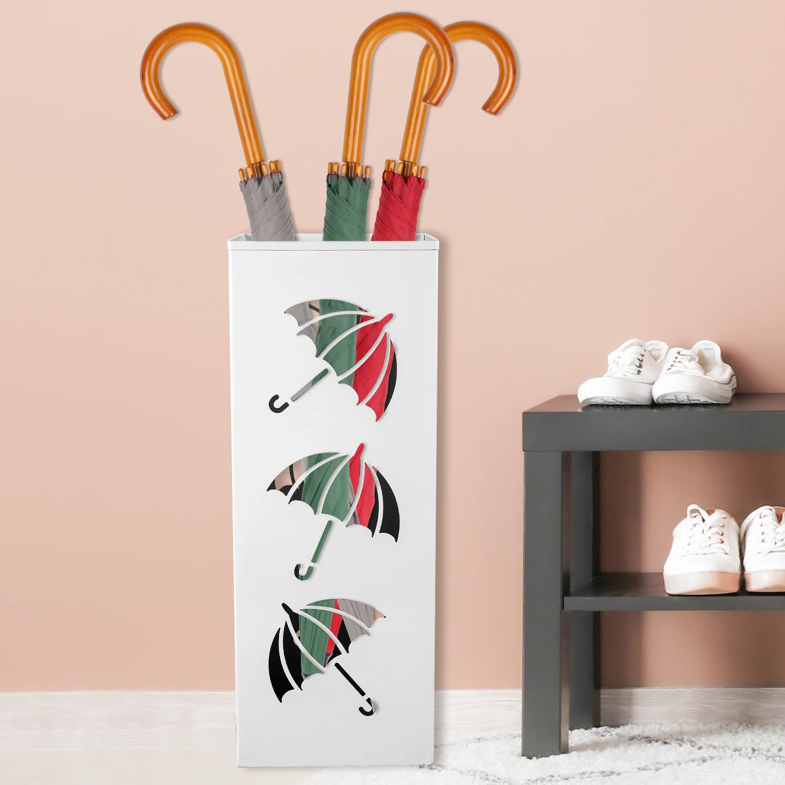 New Metal Umbrella Holder Free Standing Umbrella Stand Rack Decorative Holder Bin Multipurpose Walking Sticks