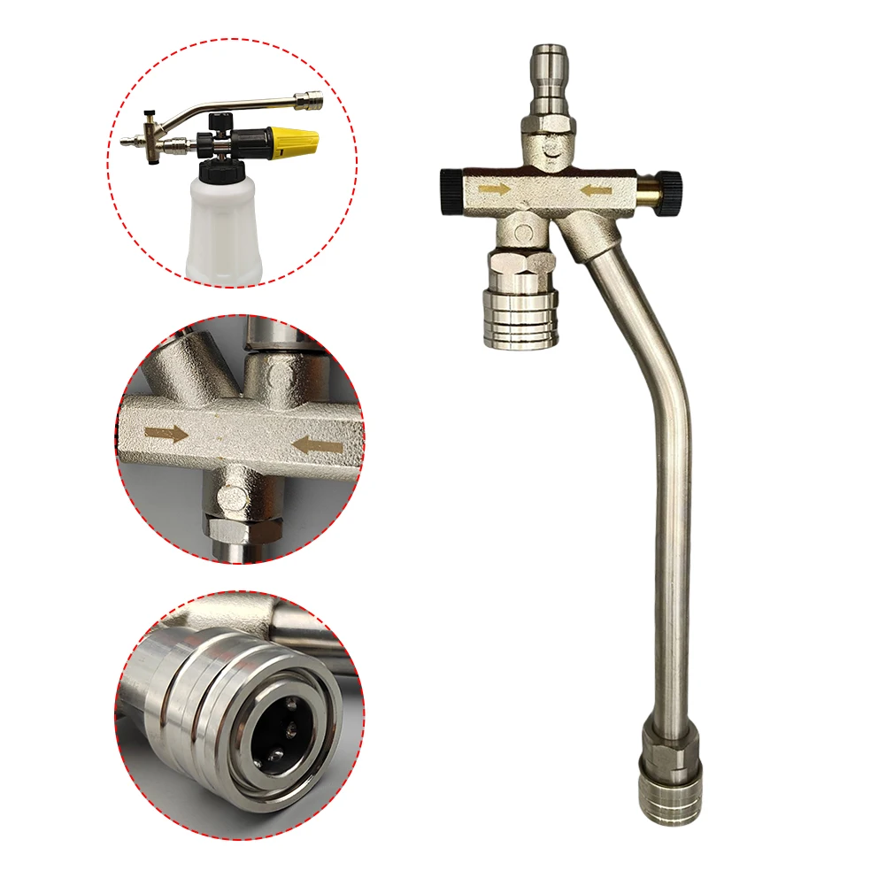 Dual Valve Dual Valve Snow Foam Spray Gun 1/4 Quick Connect Foam Generator Accessories Stainless Steel for High Pressure Washer