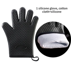 Silicone Heat-Resistant Oven & BBQ Mitts - Anti-Scald Baking Gloves with Potholder Protection (Silicone glove B)