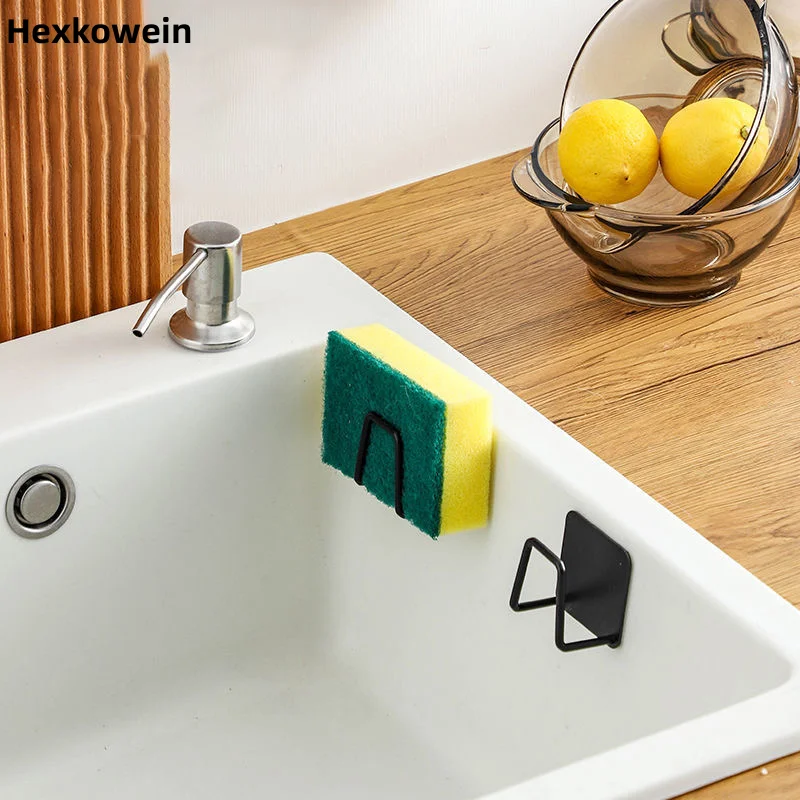Kitchen Stainless Steel Sink Sponges Holder Self Adhesive Drain Drying Rack Kitchen Wall Hooks Accessories Storage Organizer 5