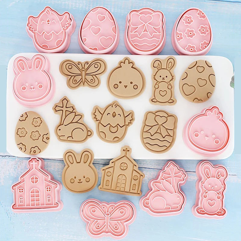Molde Silicona Conejo Pascua Navidad Antiadherente Molde Galletas 3D Conejo - 8 Piezas Silicona Alimentaria - Para Pascua Y Navidad Moldes Para Galletas De Conejo 3D