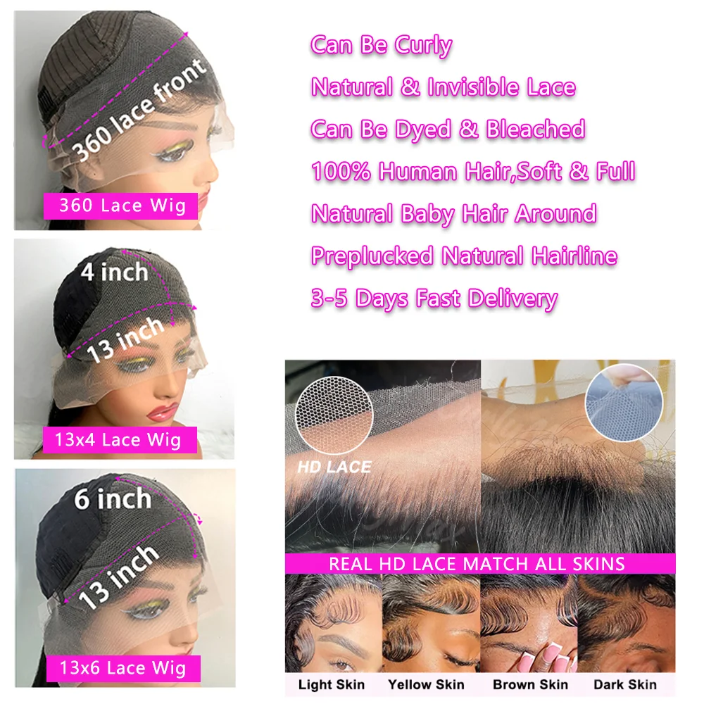 250 Density 30 40 Inch Deep Wave 13x6 HD Lace Front Human Hair Wig For Women Loose Water Curly 13x4 Lace Frontal Wig Human Hair