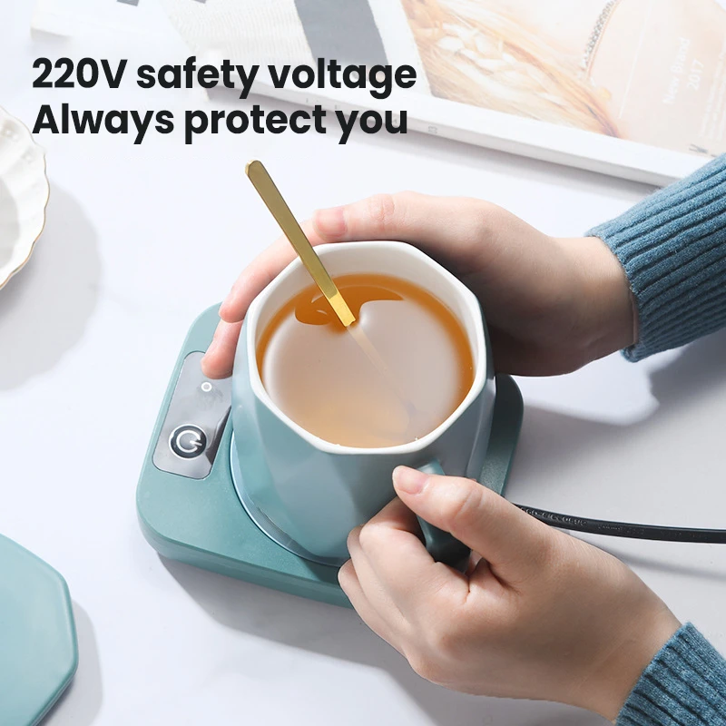220V Mug Heater Coffee Cup Warmer Milk Tea Water Heating Pad Home Cup Heater Warm Mat 55℃ Constant Temperature Coaster Gift Box 3