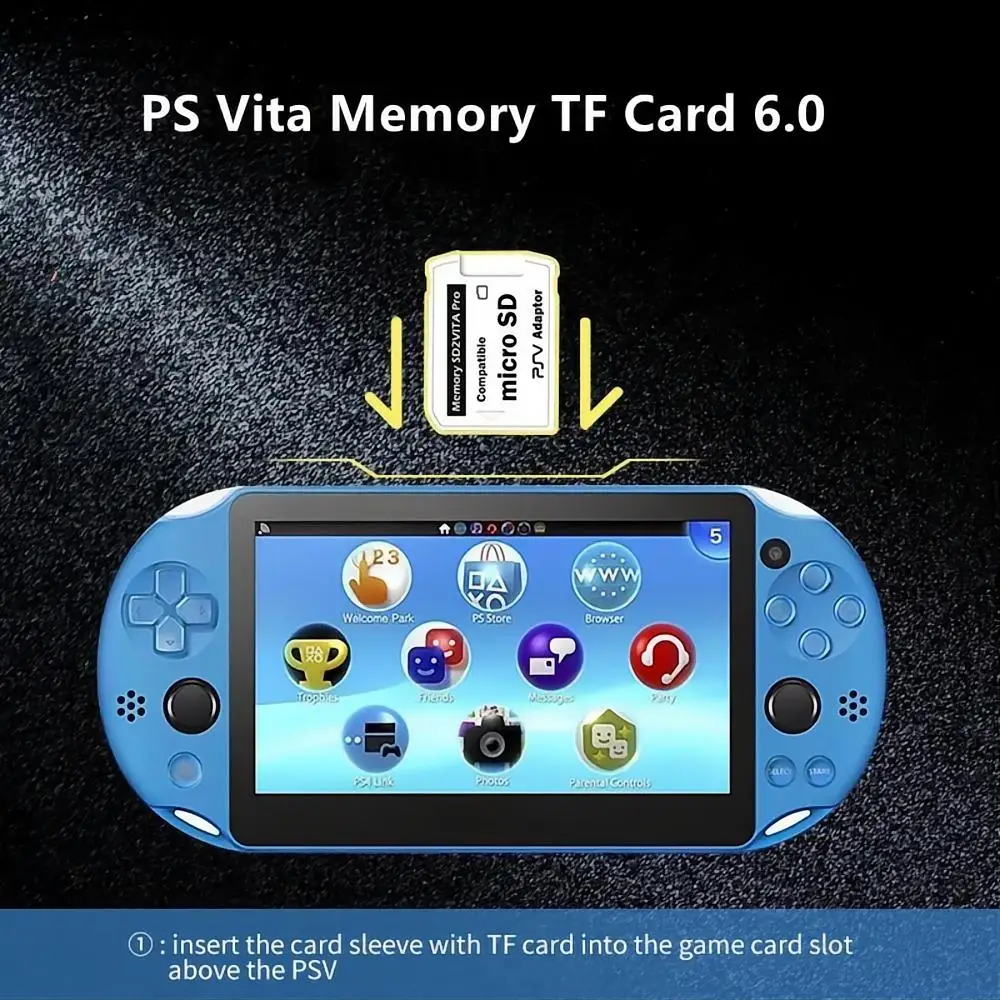 For PS Vita Memory TF Card Version 6.0 SD 2VITA Game Card Slot PSV