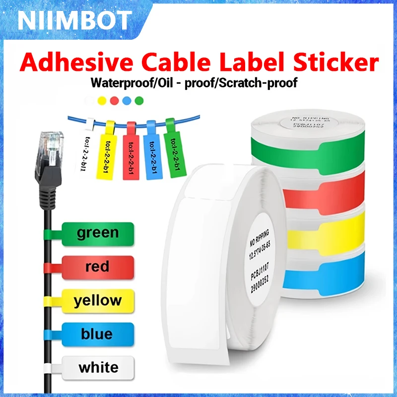 NIIMBOT étiquettes de câble autocollant étanche papier couleur auto-adhésif pour D110 D101 D11 imprimante thermique pour l'impression d'étiquettes de bureau à domicile