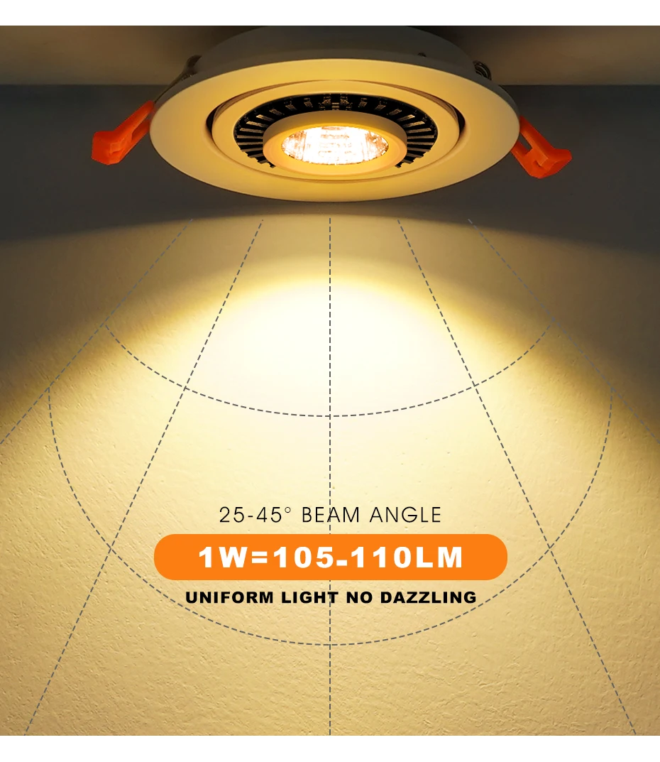 Description Picture 3 of itemDimmable LED Downlight Recessed Ceiling Led Spot Light 5W 7W 12W 220v Down Light 360 Degrees Rotatable Room Indoor Lighting Lamp