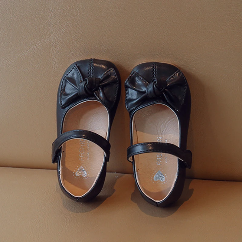 Spring Autumn Girls Leather Shoes with Bow-knot Princess Sweet Single Shoe Cute Soft Comfortable Child Flats Kids Shoes 3