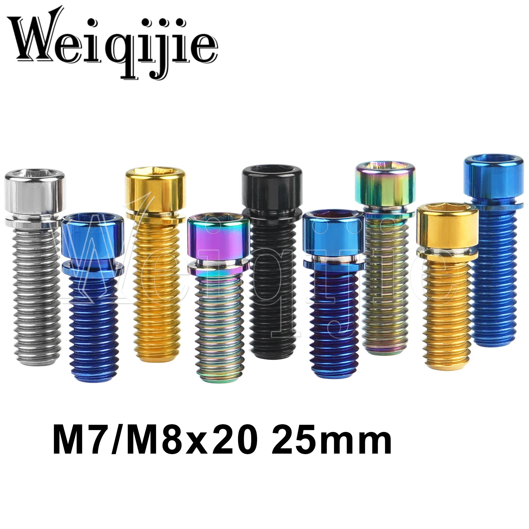 Vis De Potence Titane Pour BMX/VTT M7/M8x20/25mm, Grade 5 (6Al-4V), Avec Rondelle, Multicolore