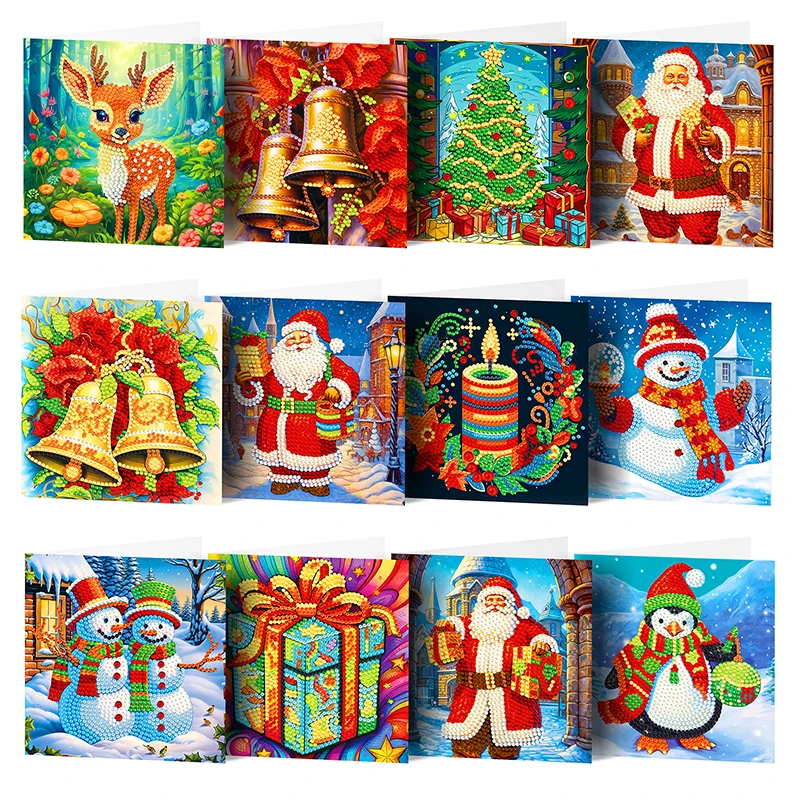 

Новые рождественские открытки 5D «сделай сам», алмазная живопись, набор поздравительных открыток, Алмазная мозаика, искусство ручной работы, вышивка, ремесла, праздничный подарок