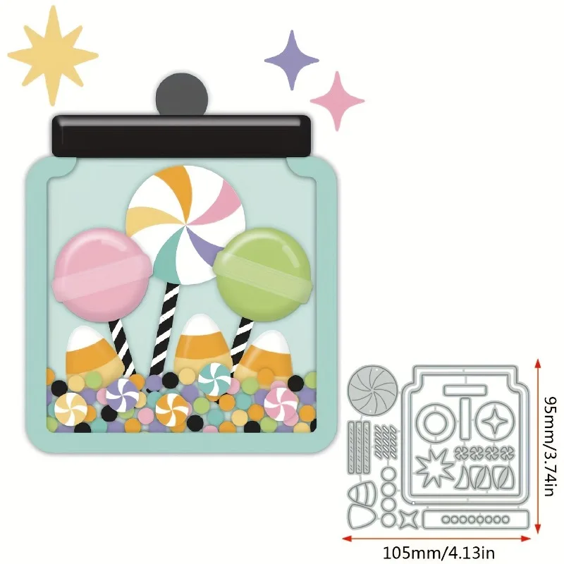 thumbnail image 1 of Troqueles de corte de metal con forma de piruleta y hombrecito de jengibre para caja de dulces de Navidad, para álbumes de recortes, plantillas hechas a mano, para hacer tarjetas, modelos y manualidad, 1 of 5
