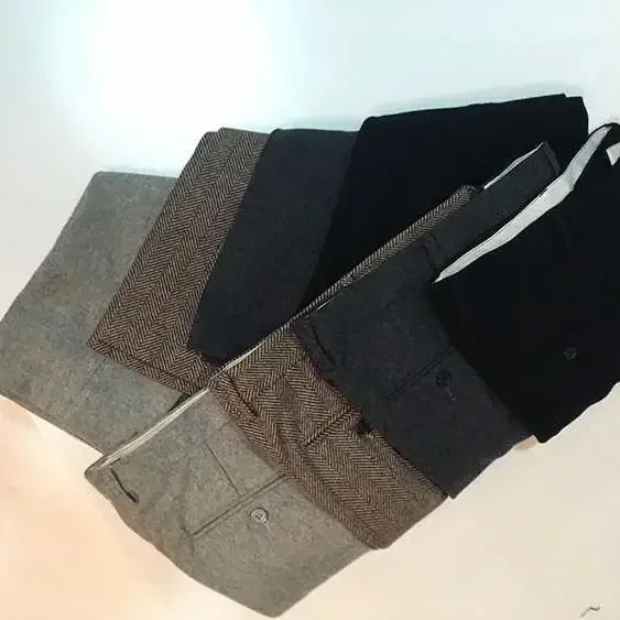 2024 Trousers for Men Herringbone Clothing Retro Autumn Winter Wool Tweed Pants Clothes Plus Size for Gentleman Trousers P78 4