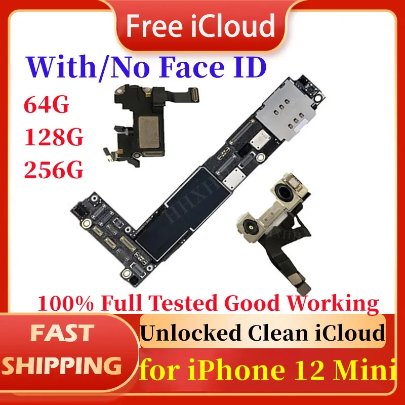 Unlocked Logic Board iPhone 12 Pro Max Motherboard with Face ID Mainboard No iCloud Account Circuit Plate Full Test