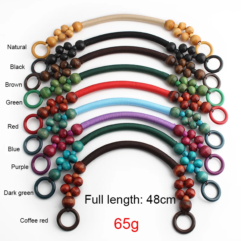 1-5-10Pairs 48CM Wood Plastic Bead Rope Bag Strap Handles For Handbag Shoulder Belt Bags Strap Purse DIY Replacement Accessories