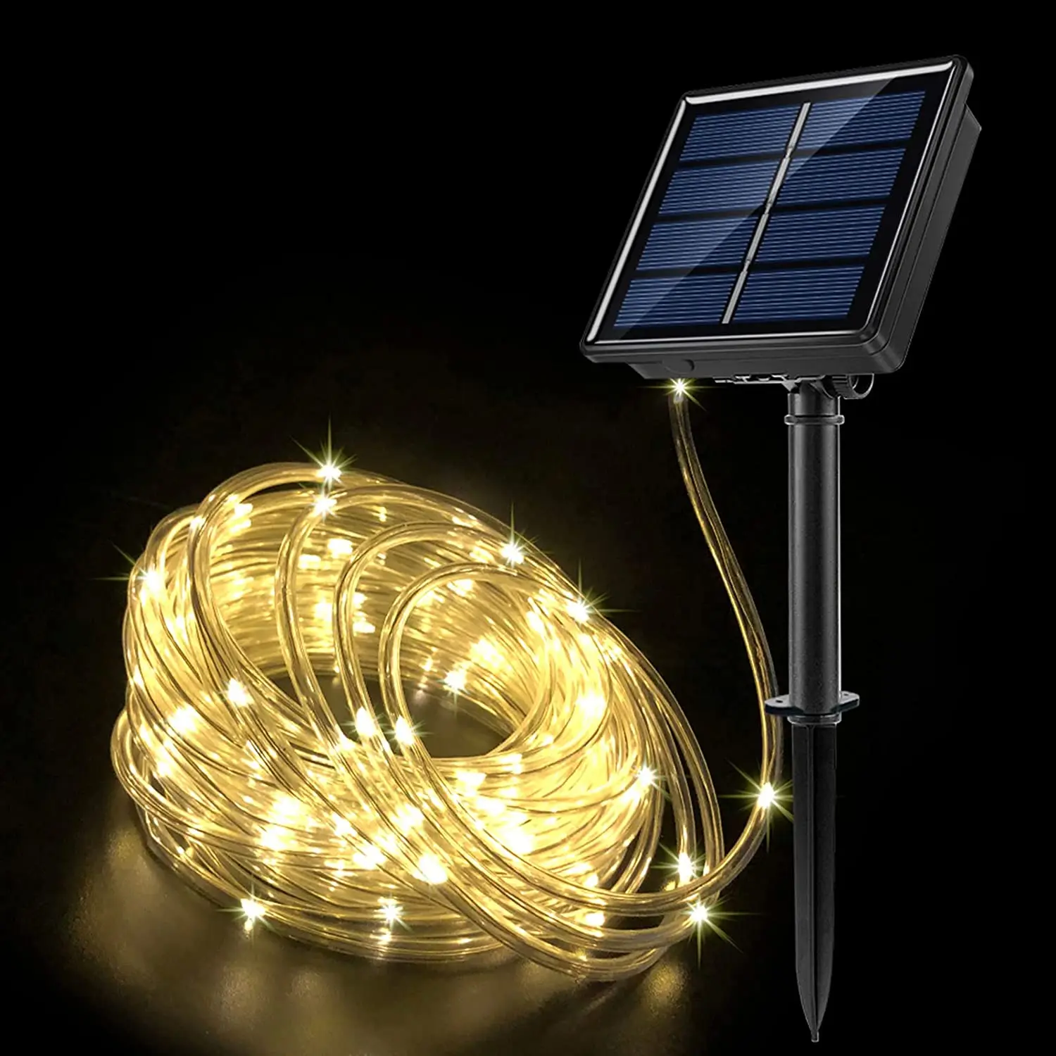 Christmas Decorations 2024,Solar Led Tube Rope String Lights 7/12/22M For New Year Wedding Outdoor Party Decor
