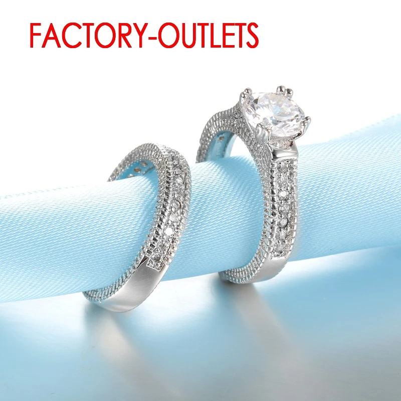 Silver Rings Silver Ring Wedding Rings Genuine 925 Sterling Silver Wedding Ring Unisex Romantic Fashion Jewelry Cubic Zirconia Prong Setting