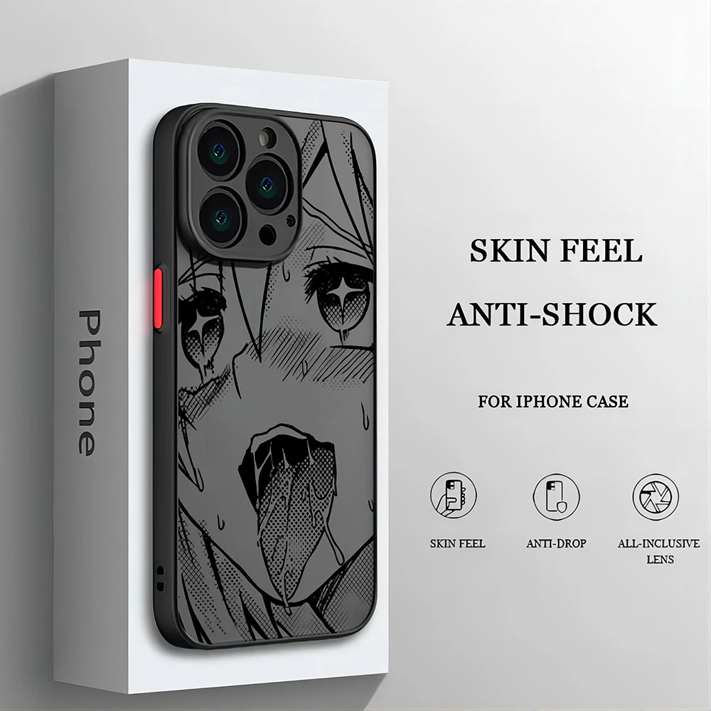 thumbnail image 1 of Funda de teléfono de Anime de tendencia de chica Linda para iPhone 15 14 13 12 11 Mini Pro Max X XR XSMax 7 8 Plus, cubierta transparente mate a-ahegaos, 1 of 5