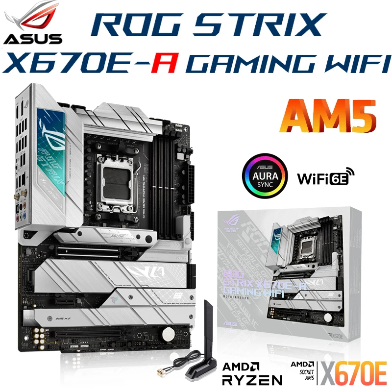 

ASUS ROG STRIX X670E-A GAMING WIFI 6E Motherboard AM5 DDR5 128GB PCIe 5.0 M.2 Support AMD X670 LGA 1718 Ryzen 7000 Placa Mãe New